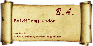Balázsy Andor névjegykártya