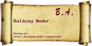 Balázsy Andor névjegykártya