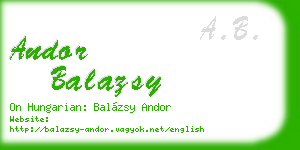 andor balazsy business card