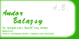 andor balazsy business card